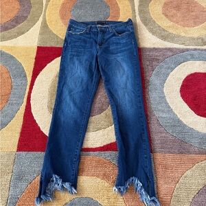 Flying Monkey Blue Denim Jeans Frayed Hem Mid Rise Size 28 Waist